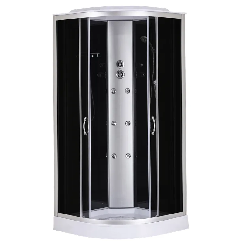 Бокс душовий з гідромасажем з низьким піддоном MIXXUS STRONG SBH02-90x90x215-GR SATIN сіре тоноване скло 4мм (MI6891)