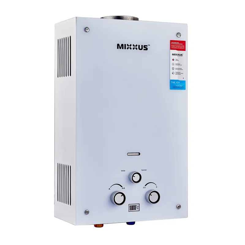 Газова колонка MIXXUS GWH-0510 BASIC GLASS димохідна 10 л/хв (панель зі скла) (WH0026)