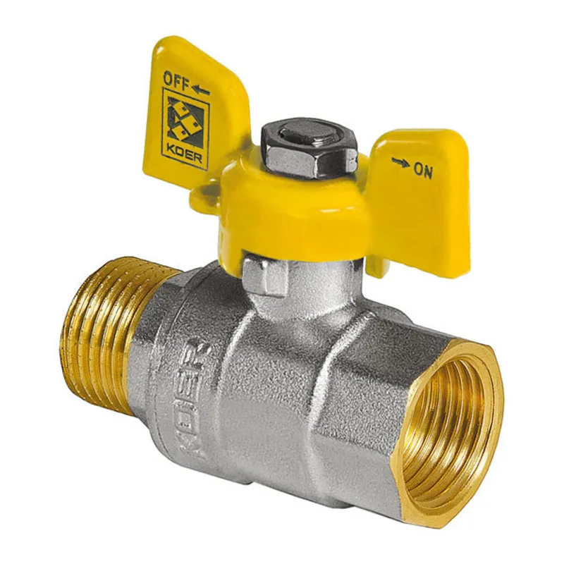 Кран кульовий KOER KR.218.G - 1" FM ГШМ YELLOW, ручка "метелик" жовта (KR0096)