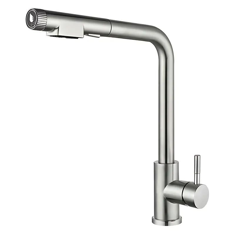 Змішувач для кухні MIXXUS LUX-021 PULL з висувним виливом з нерж. сталі SUS304 (MI8229)